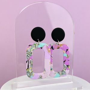 Marbled Abstract Design Handmade Polymer Clay Earrings Lightweight Funky